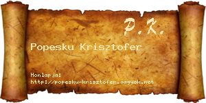 Popesku Krisztofer névjegykártya